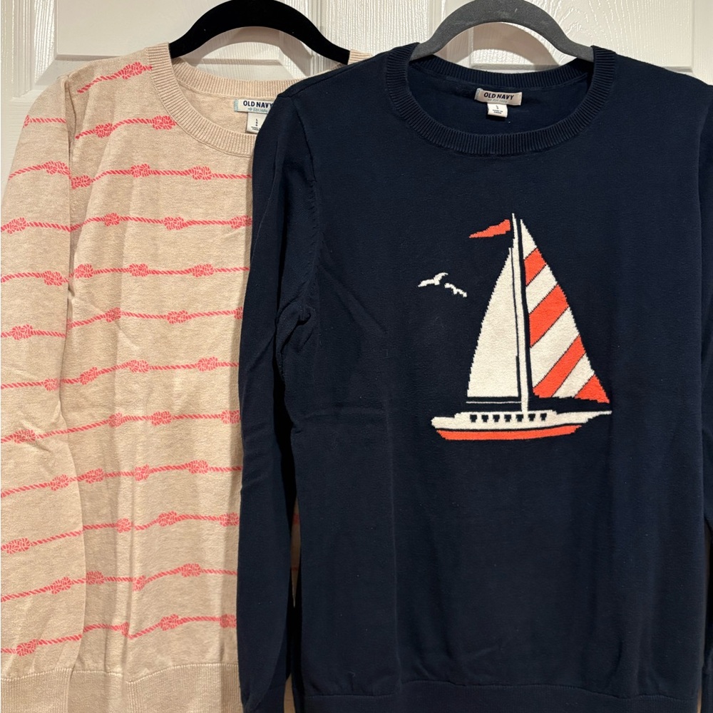 Two Nautical Navy Sweaters
